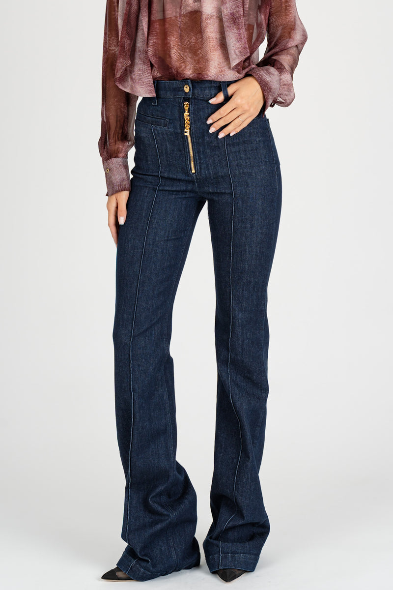 Jeans con Zip Gioiello Blue Denim