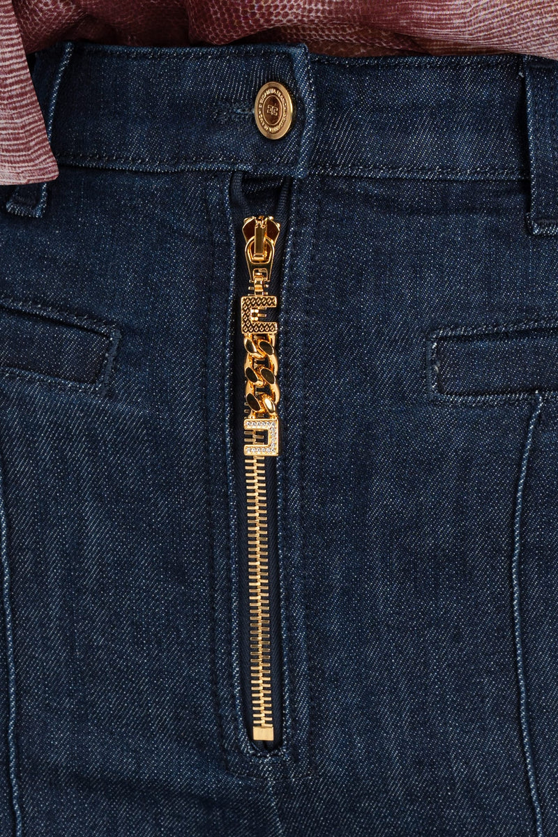 Jeans con Zip Gioiello Blue Denim