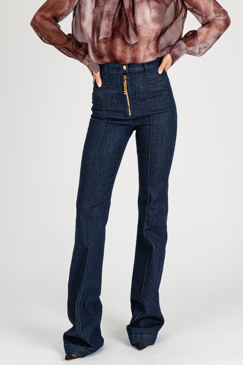 Jeans con Zip Gioiello Blue Denim