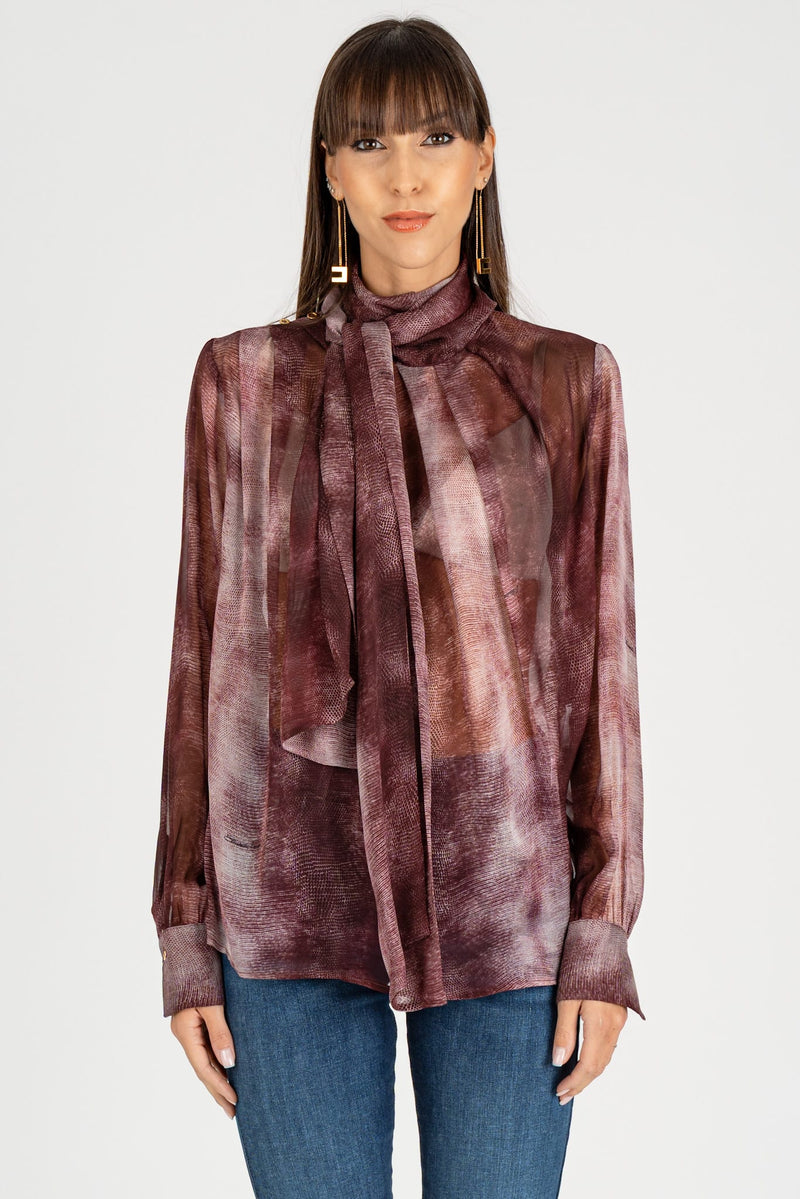 Camicia fiocco stampa Pitone Merlot