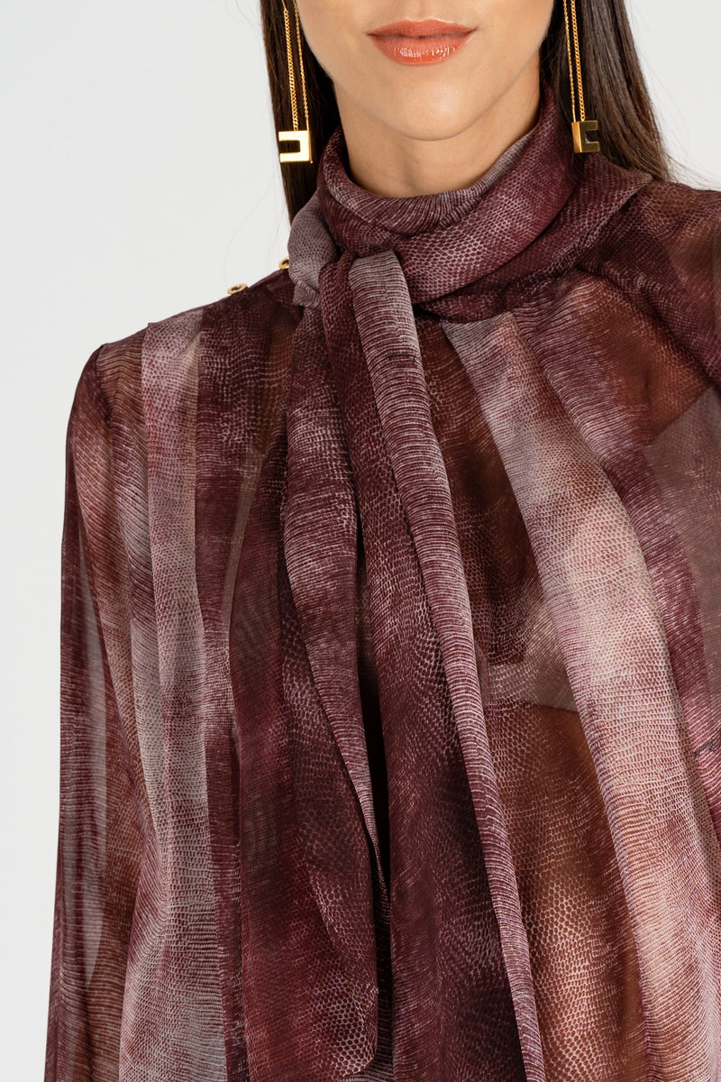 Camicia fiocco stampa Pitone Merlot