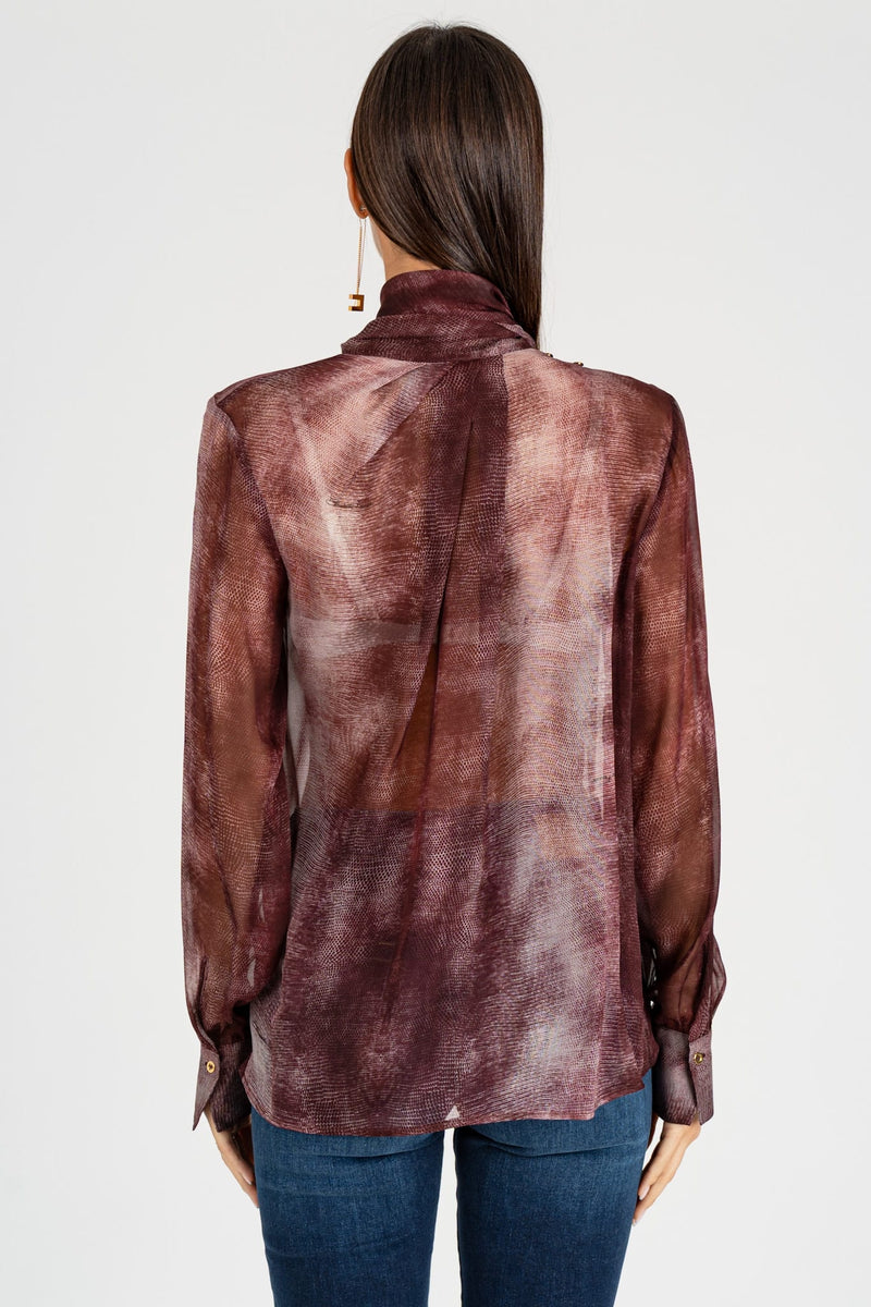 Camicia fiocco stampa Pitone Merlot