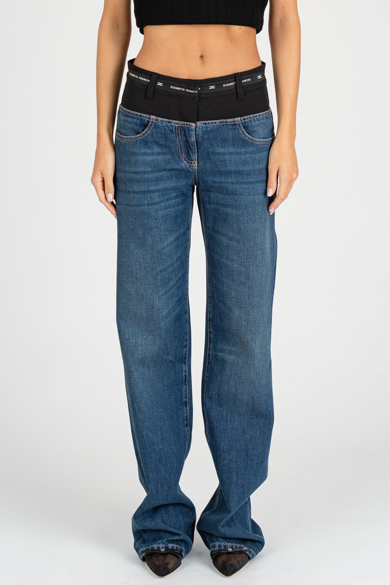Pantalone Jeans con Baschina Blue Denim Nero