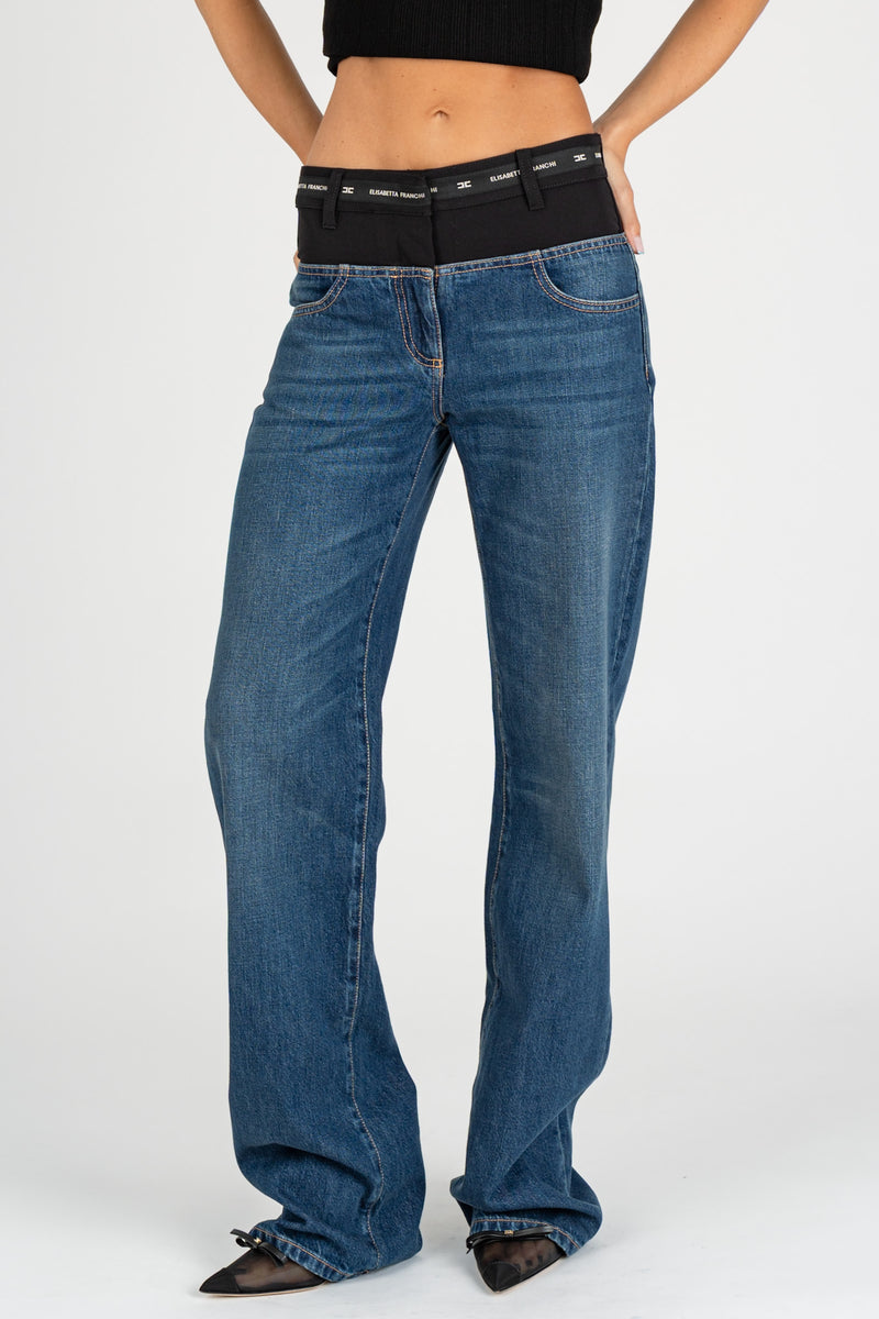 Pantalone Jeans con Baschina Blue Denim Nero