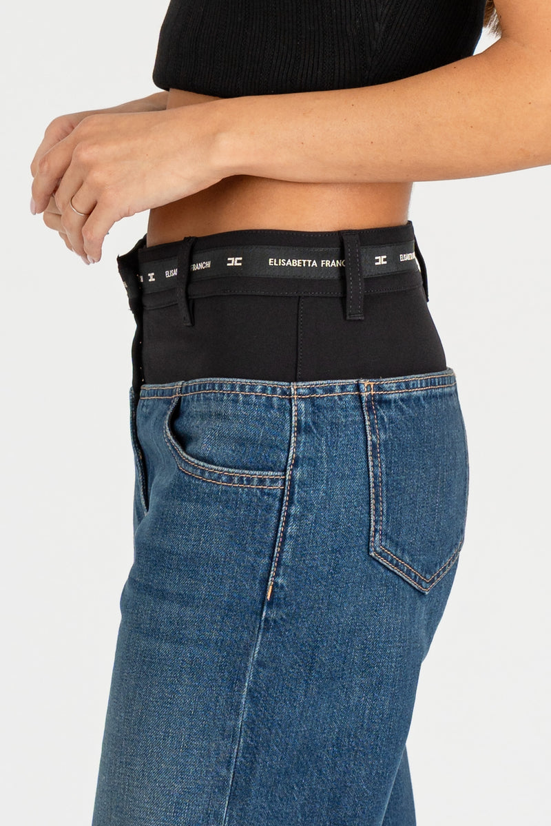 Pantalone Jeans con Baschina Blue Denim Nero