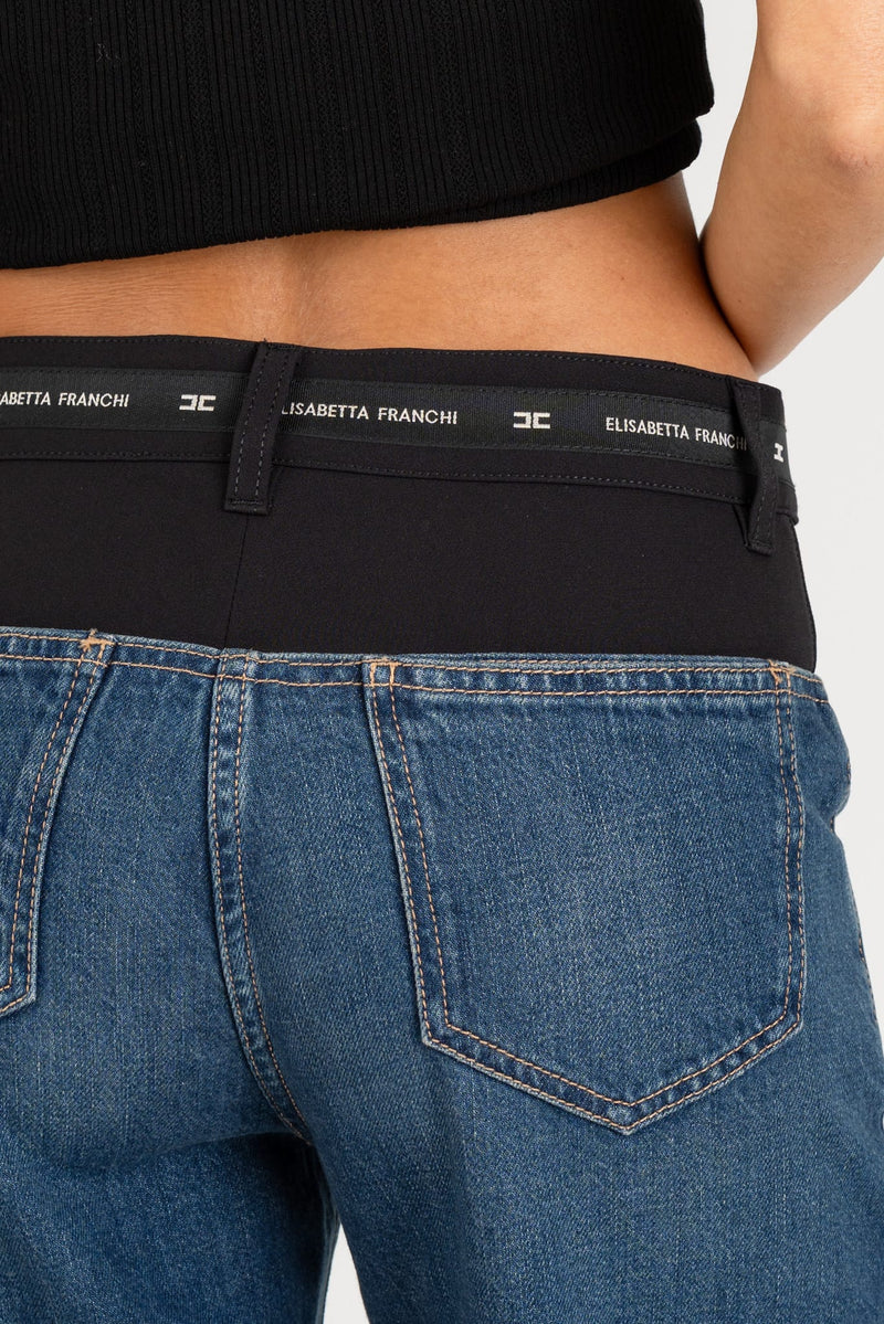 Pantalone Jeans con Baschina Blue Denim Nero