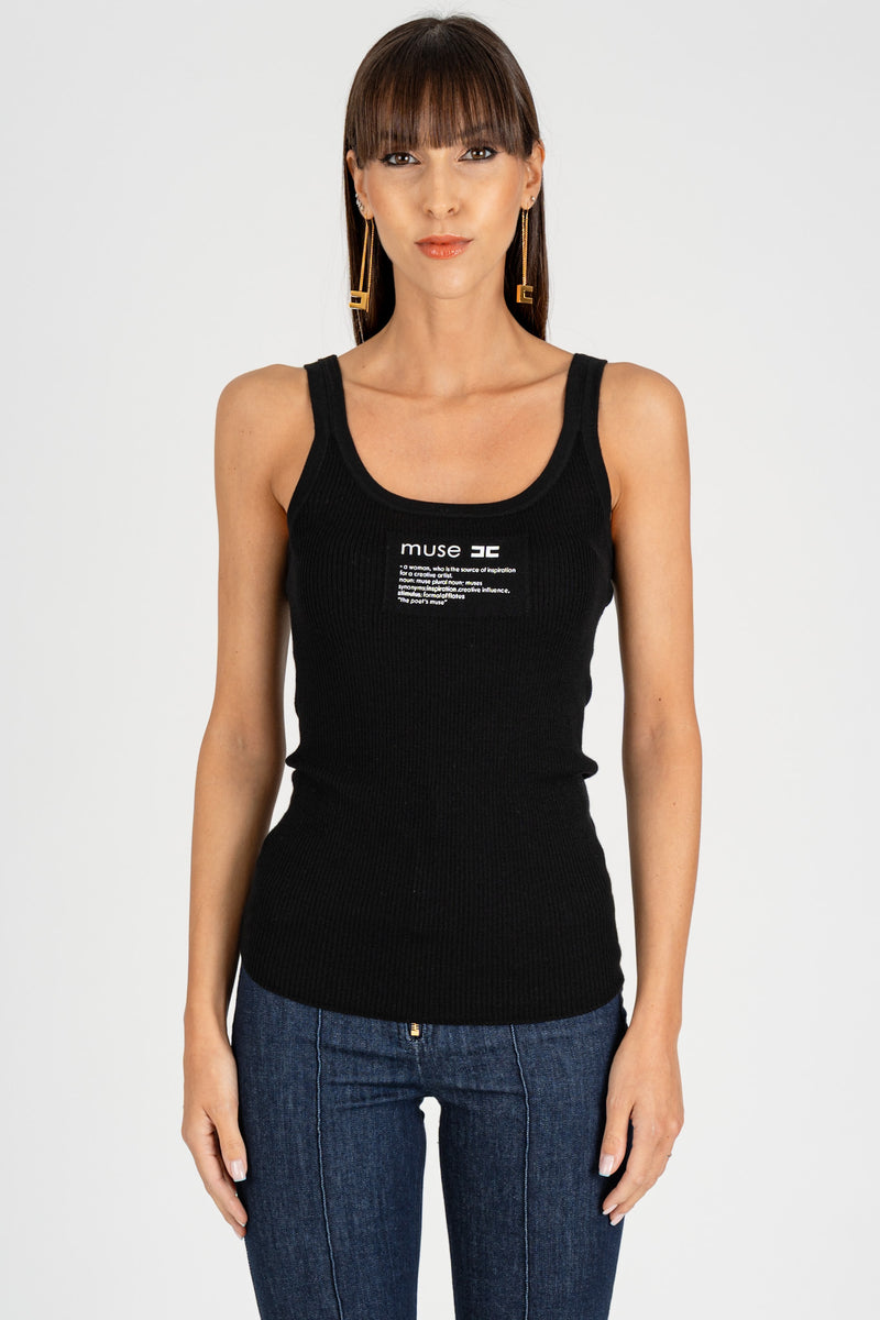 Top in Maglia Lettering Muse Nero