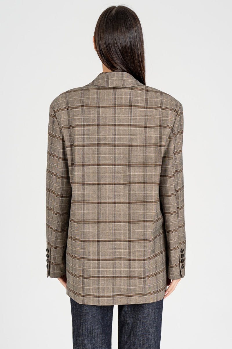 Giacca Blazer Check Nero Burro Nocciola