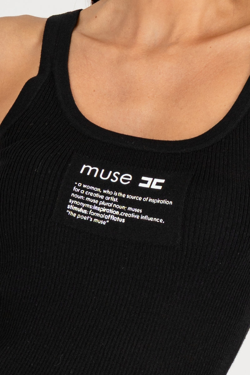 Top in Maglia Lettering Muse Nero