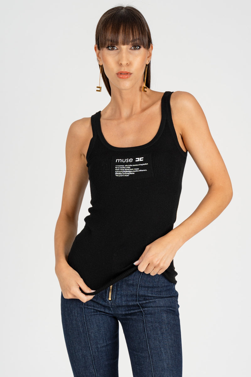 Top in Maglia Lettering Muse Nero