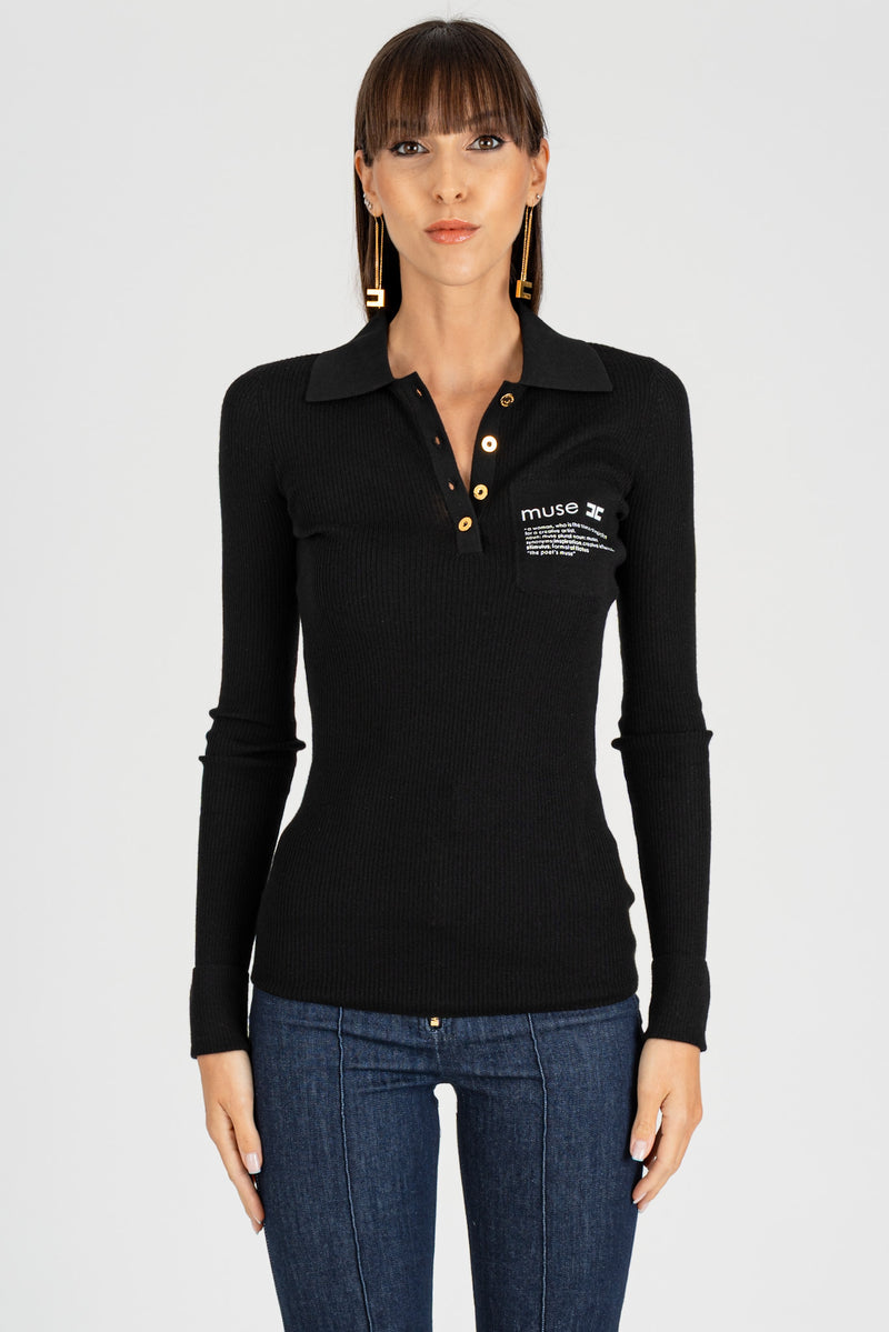 Maglia polo Lettering Muse Nero