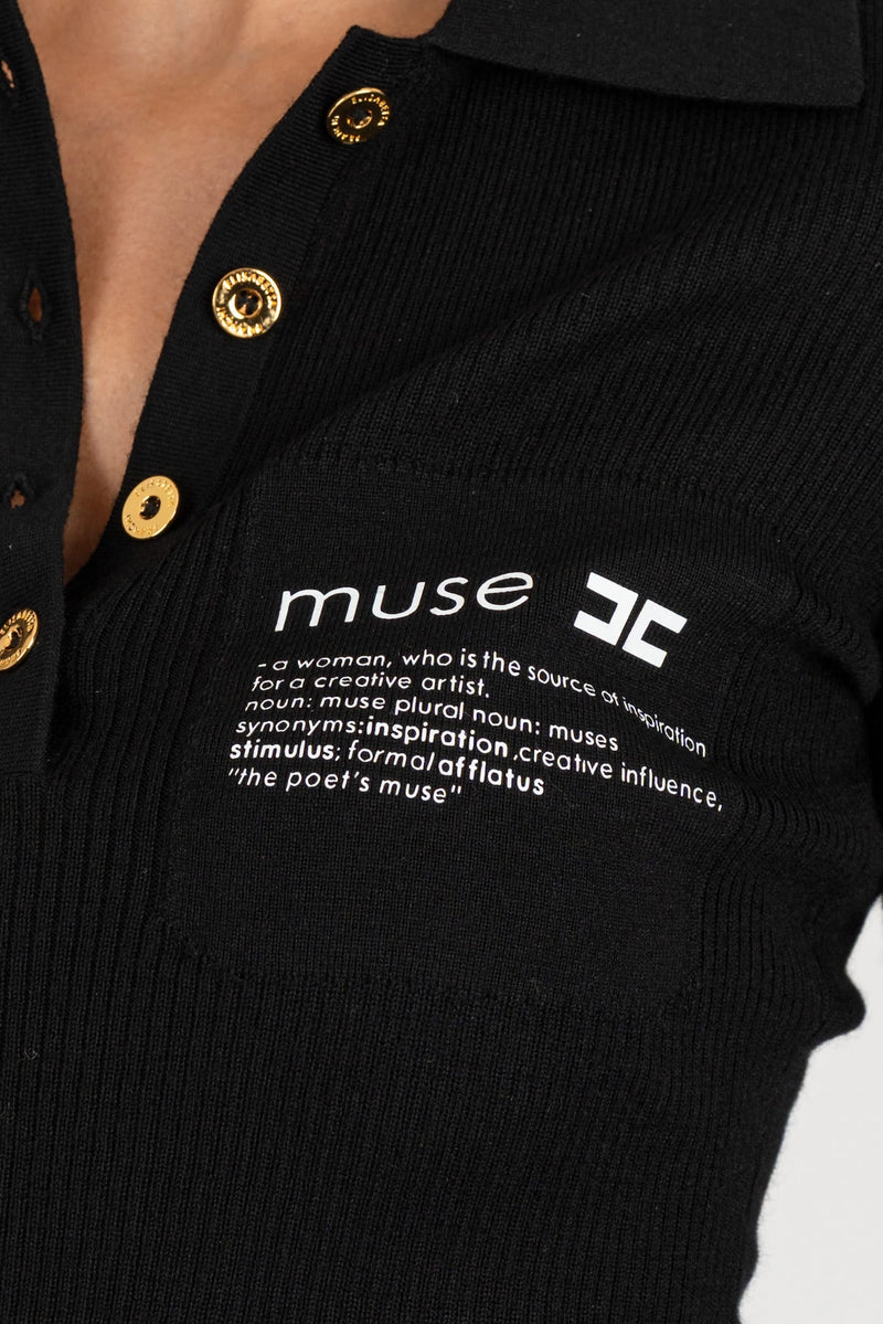 Maglia polo Lettering Muse Nero