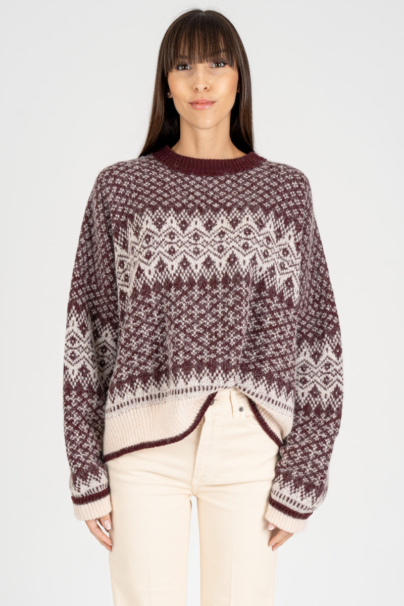 Maglione Norvegese Panna melanzana