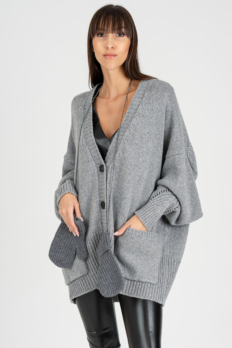 Cardigan Over in Lana Cemento