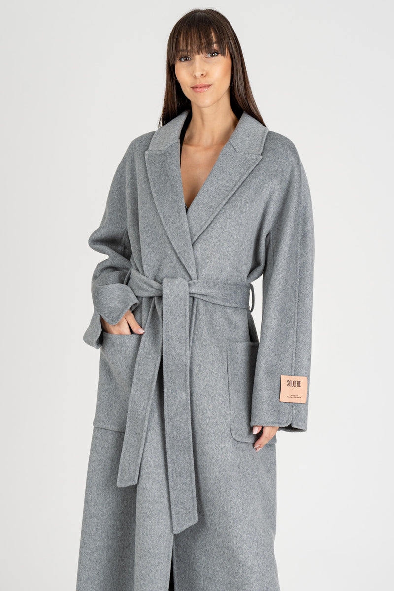 Cappotto con Cintura Grigio