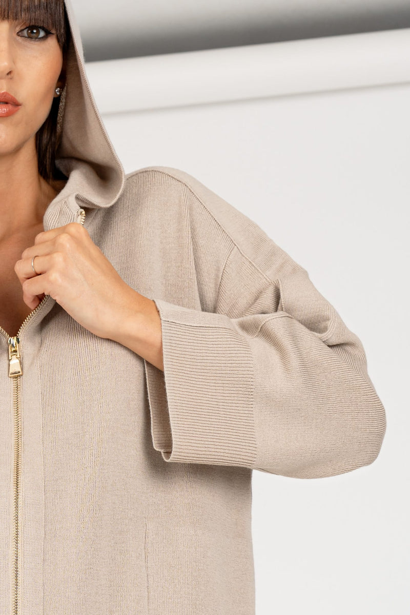 Cardigan con Cappuccio Guscio D'uovo