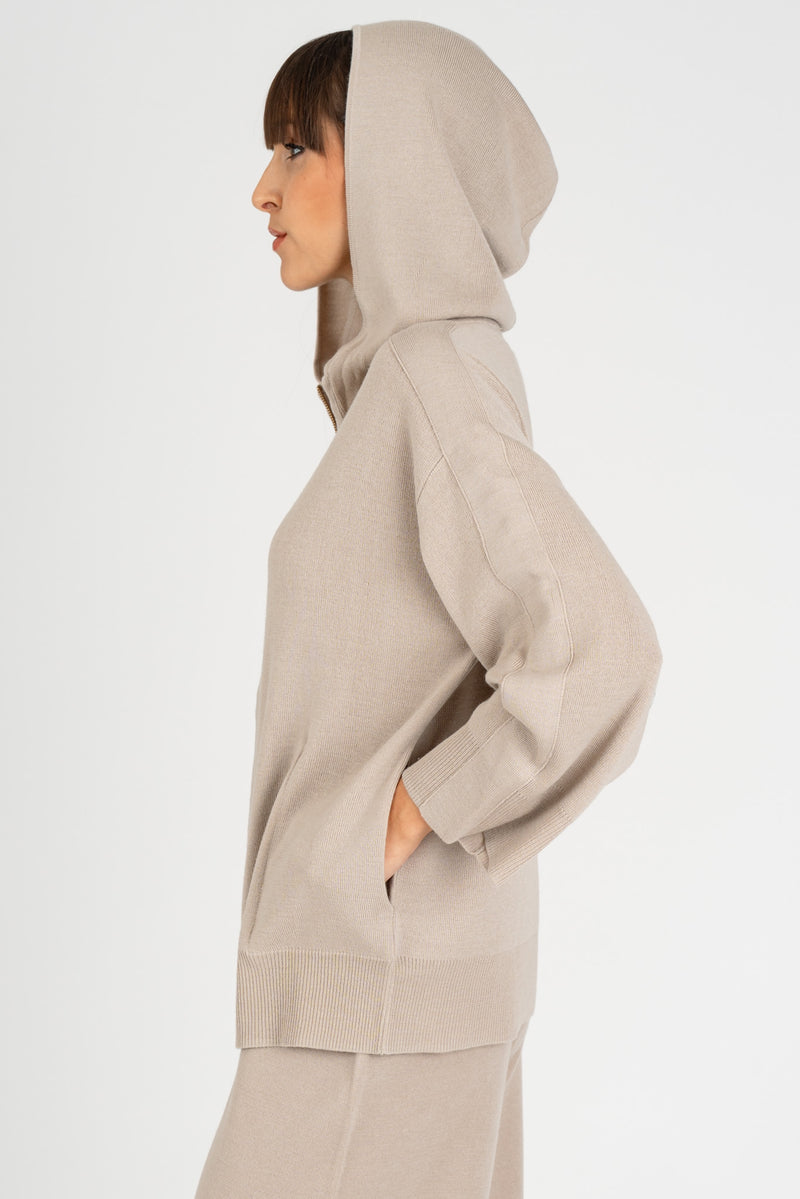 Cardigan con Cappuccio Guscio D'uovo
