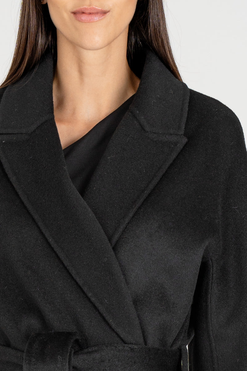 Cappotto con Cintura Nero