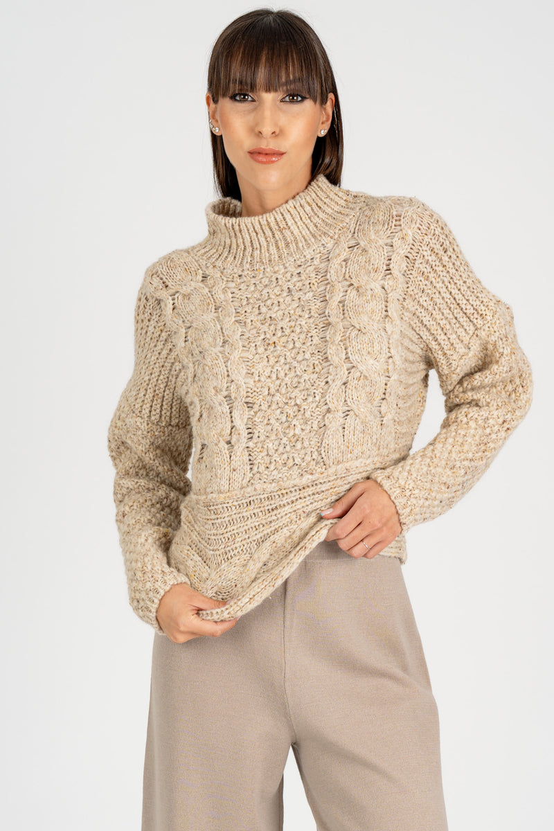 Maglione Lavorazione Mix Crema