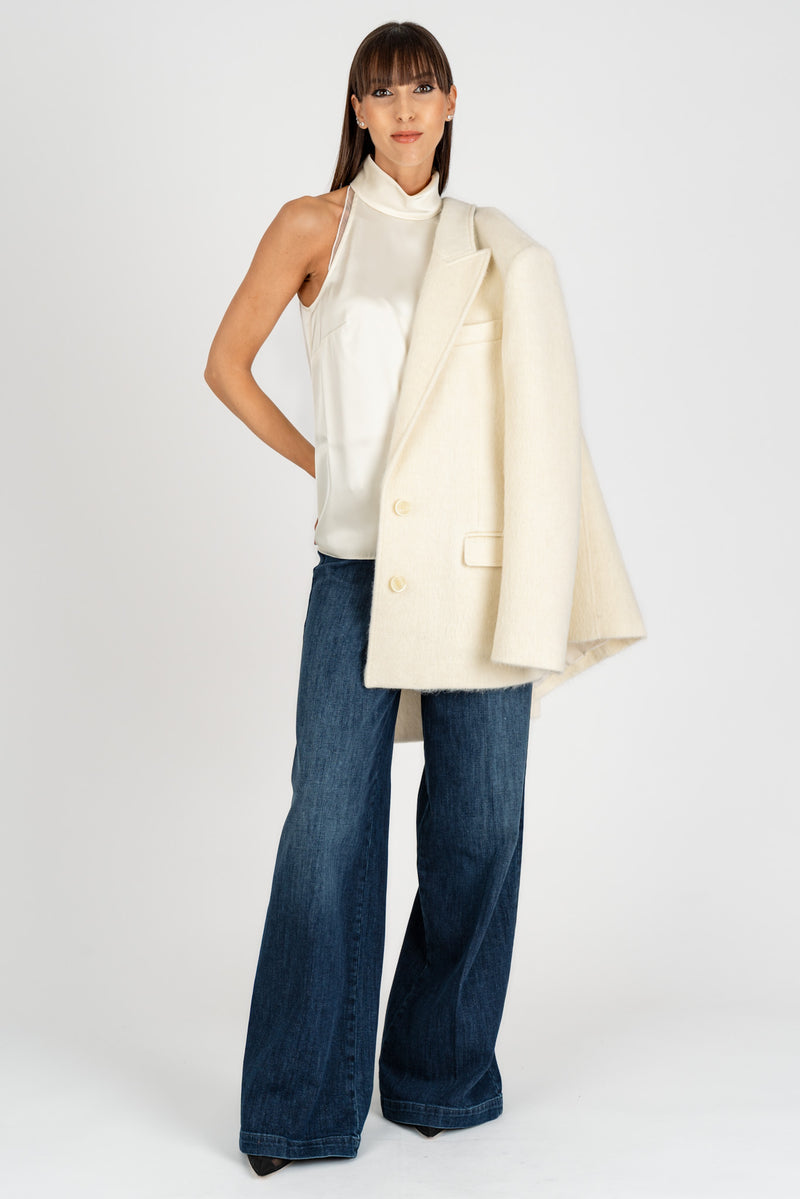 Top Raso-Poly Avorio
