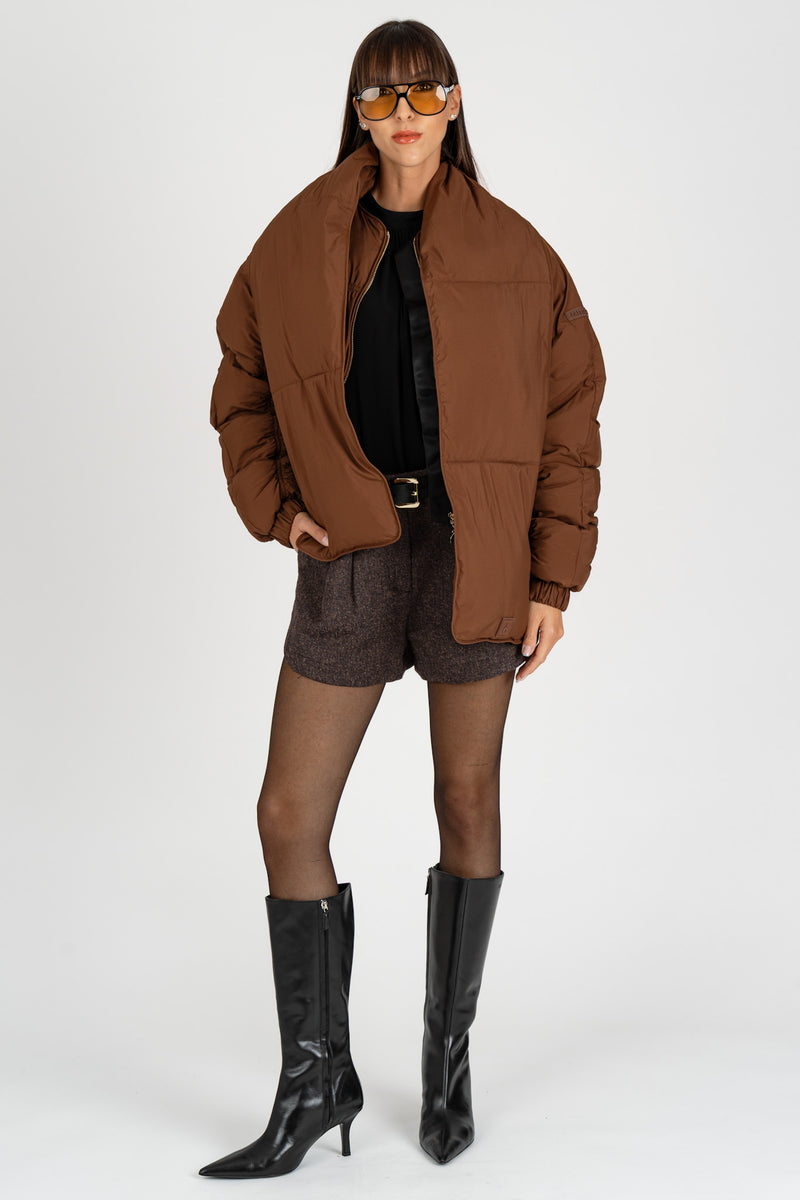 Piumino con Sciarpa Staccabile Earth Brown