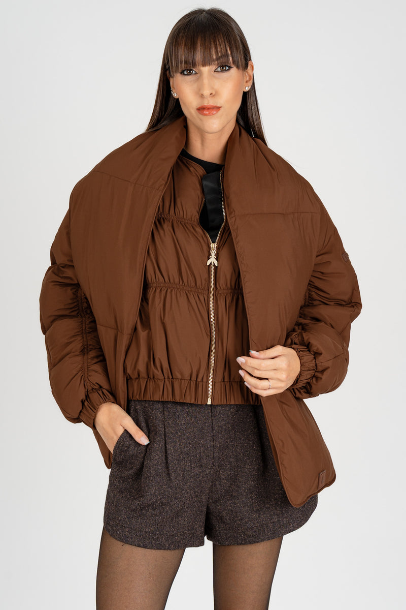 Piumino con Sciarpa Staccabile Earth Brown