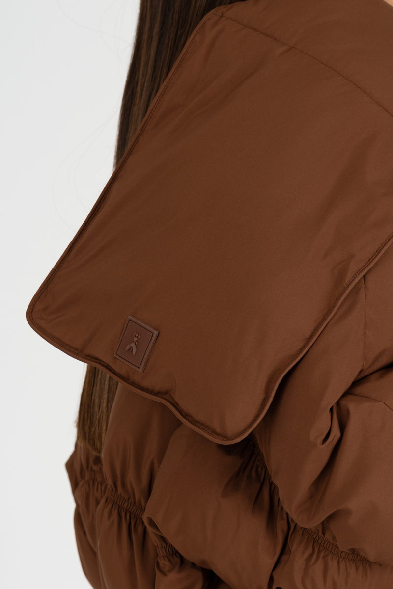 Piumino con Sciarpa Staccabile Earth Brown