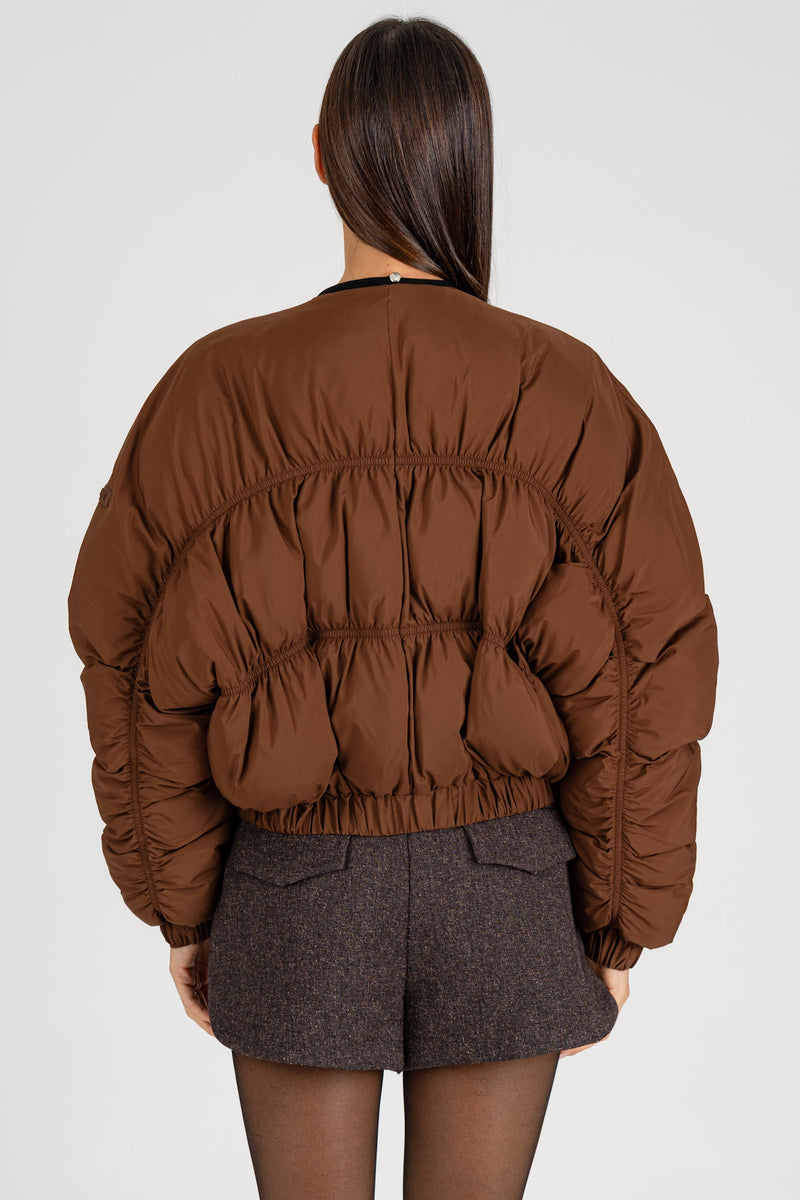 Piumino con Sciarpa Staccabile Earth Brown