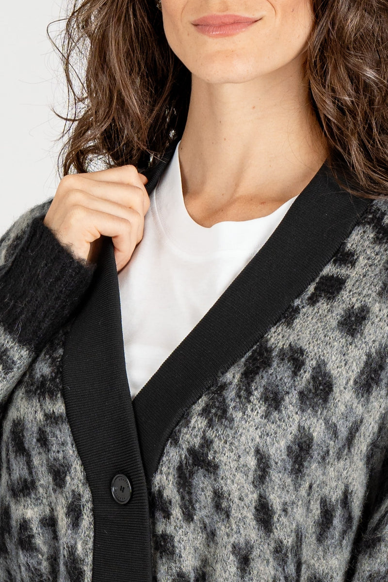 Cardigan Animalier Nero Antracite