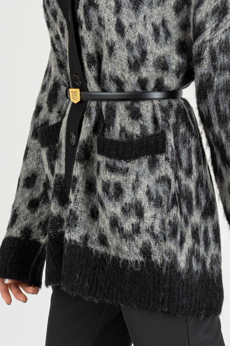 Cardigan Animalier Nero Antracite