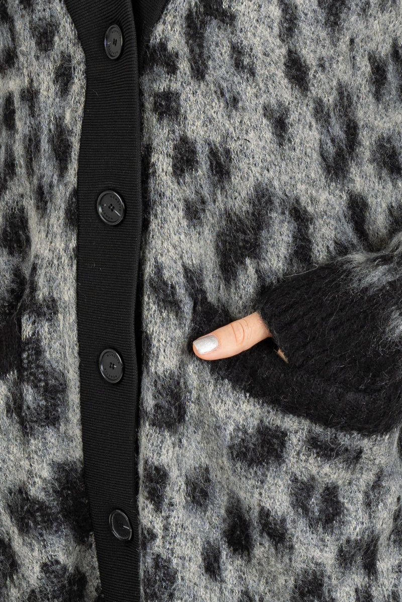 Cardigan Animalier Nero Antracite