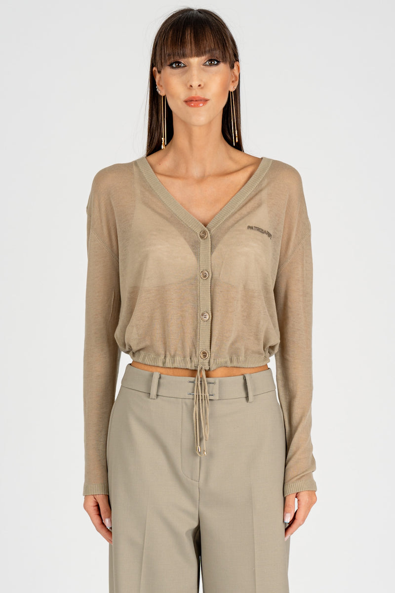 Cardigan con Coulisse Stone Beige