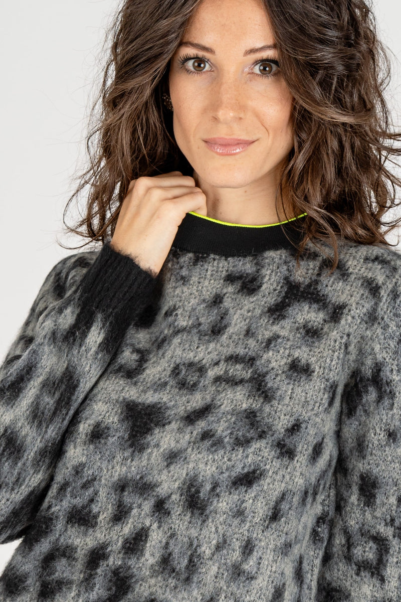 Maglione Animalier Nero Antracite