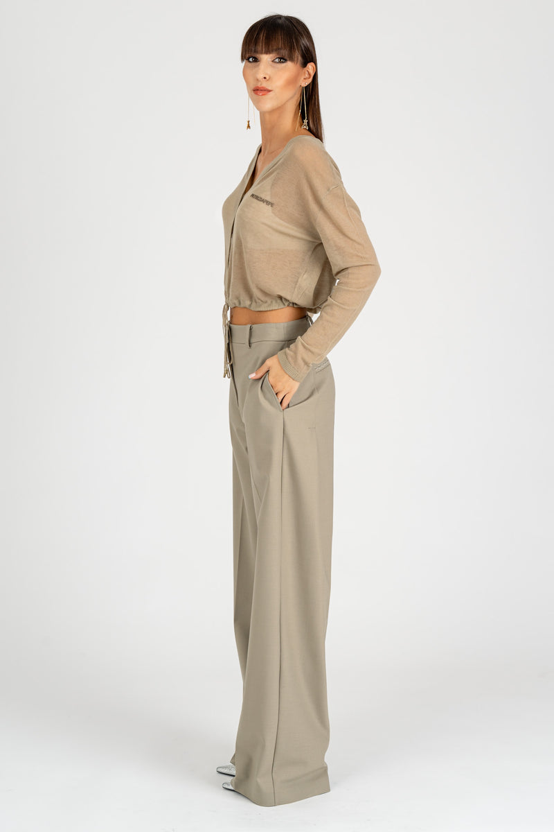 Cardigan con Coulisse Stone Beige
