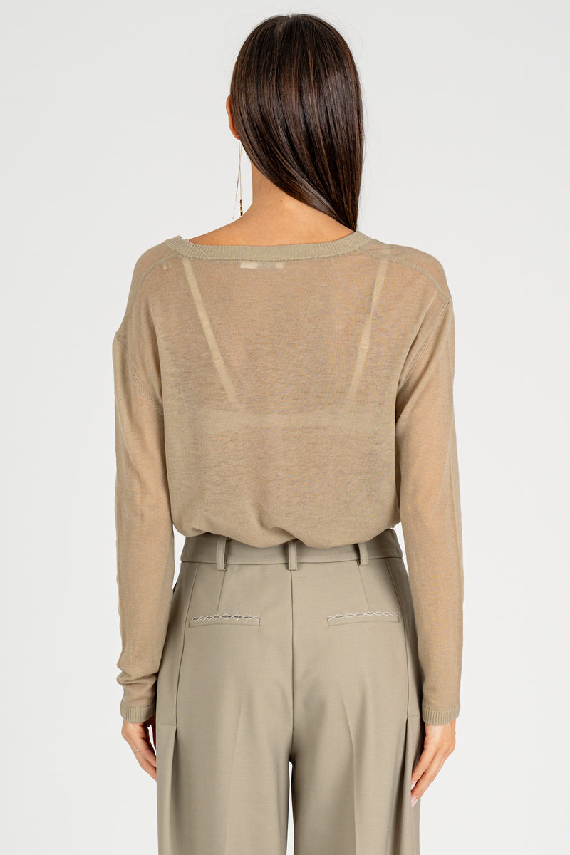 Cardigan con Coulisse Stone Beige