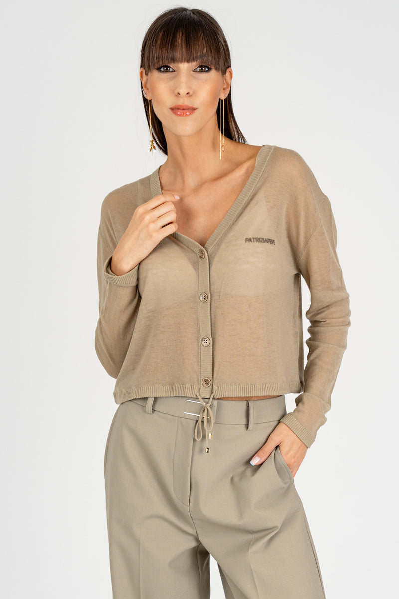 Cardigan con Coulisse Stone Beige