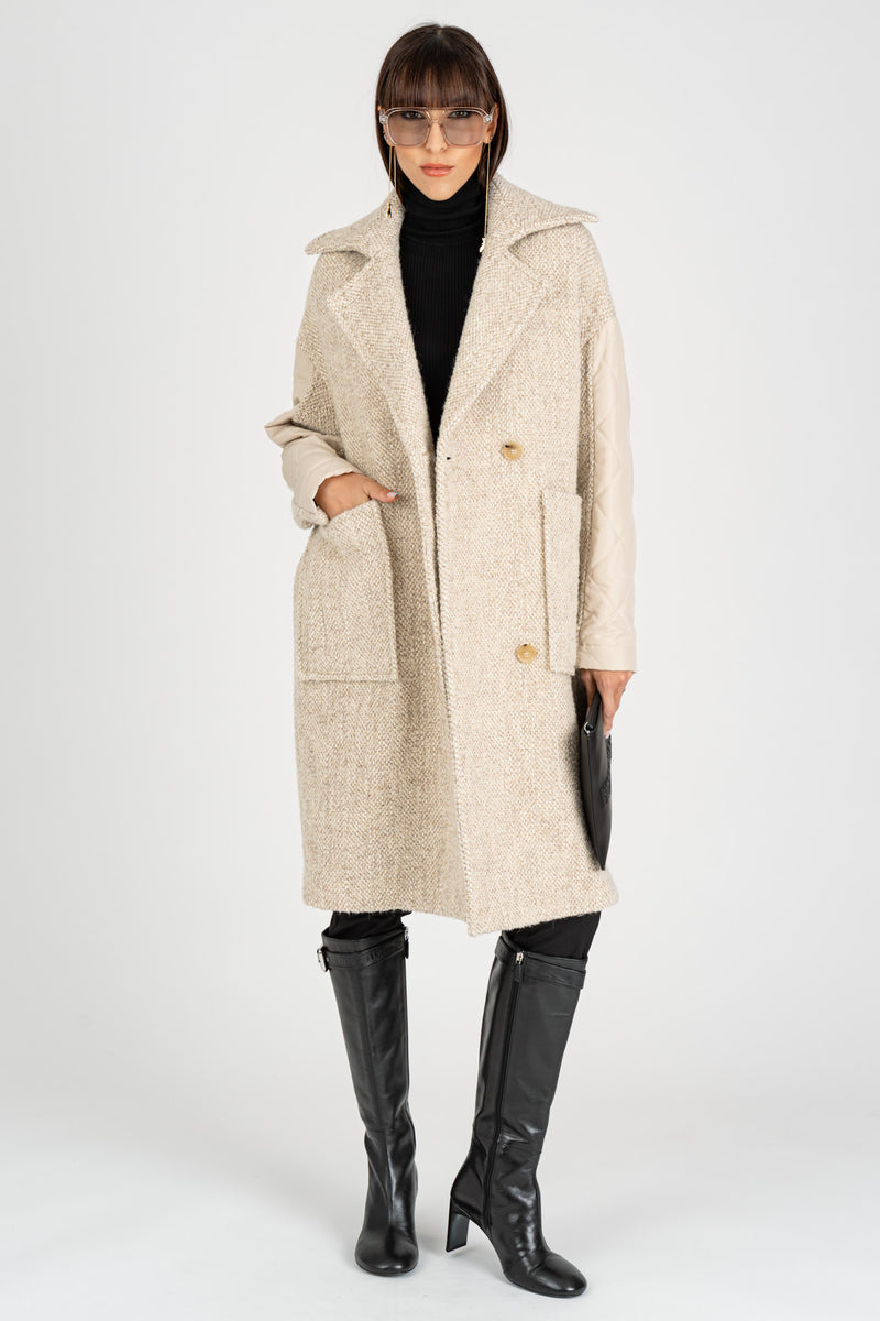 Cappotto Mix Fabric White Greige