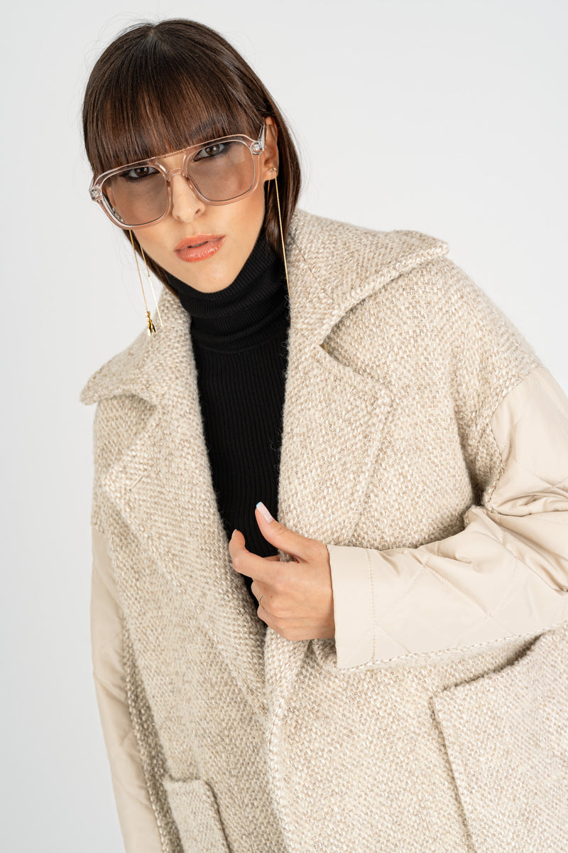 Cappotto Mix Fabric White Greige