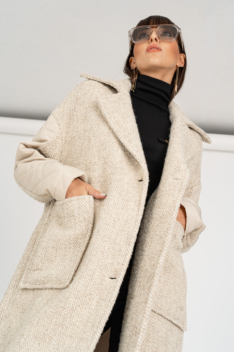 Cappotto Mix Fabric White Greige