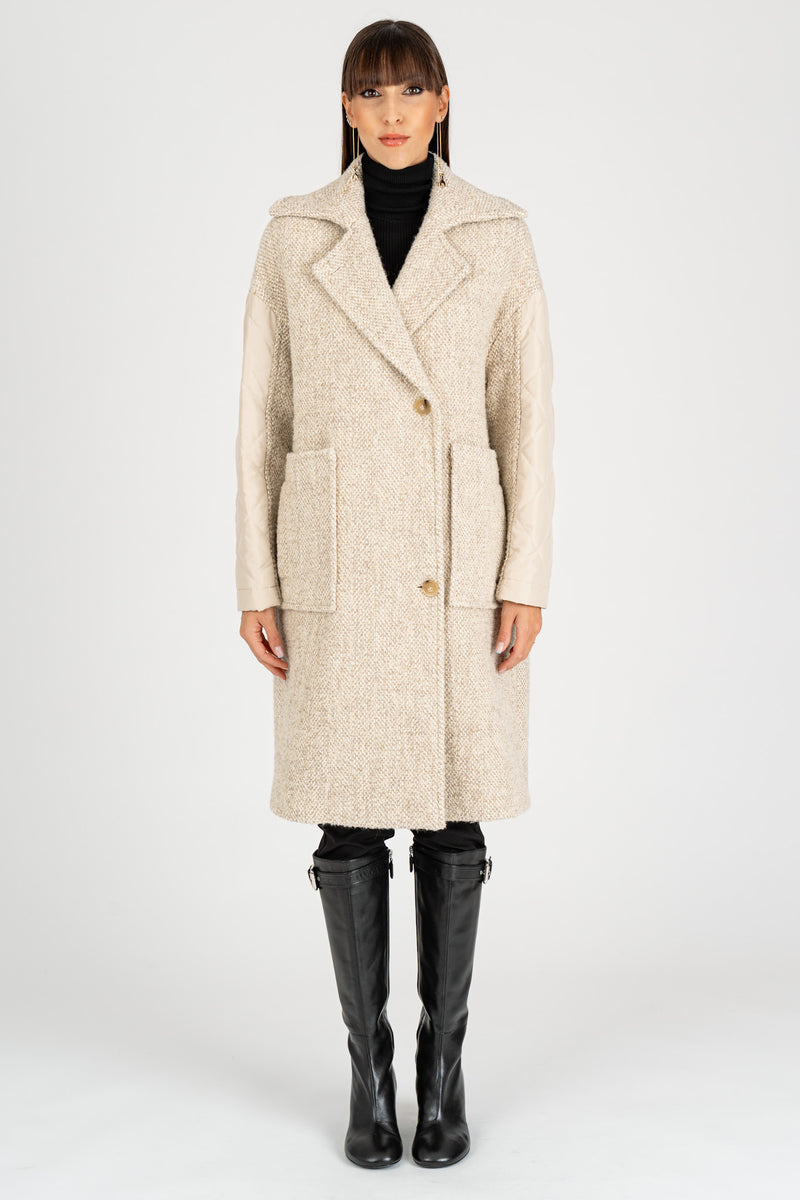 Cappotto Mix Fabric White Greige