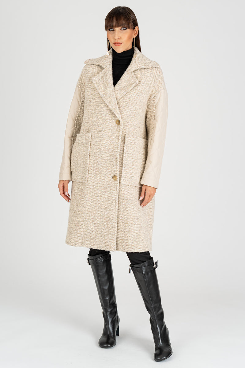Cappotto Mix Fabric White Greige