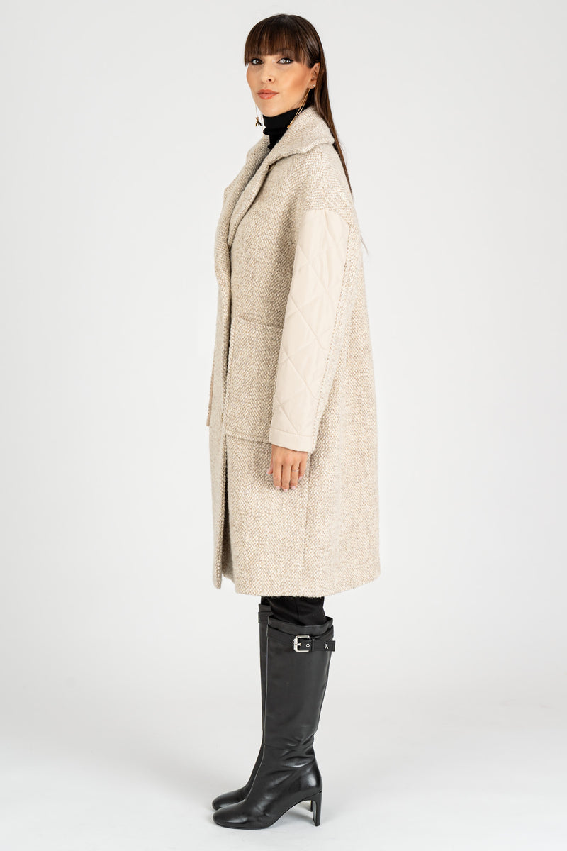 Cappotto Mix Fabric White Greige