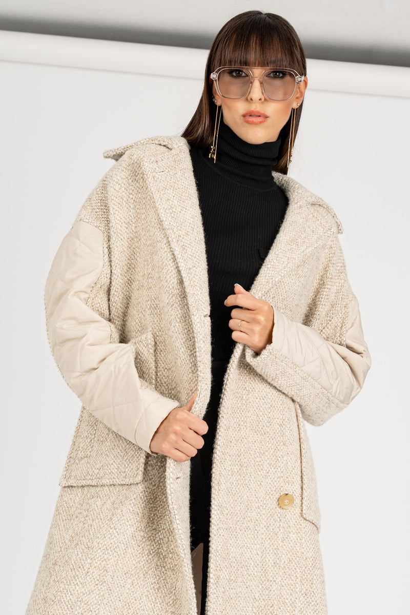 Cappotto Mix Fabric White Greige
