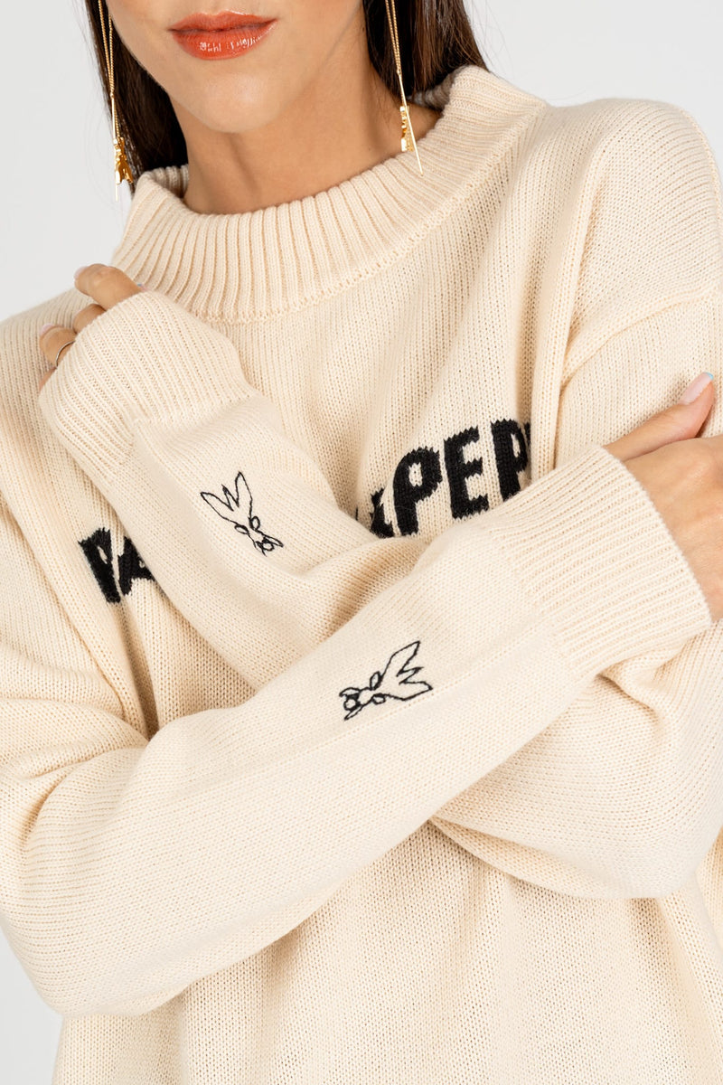 Maglia Logo Jacquard Digital Natural Dust