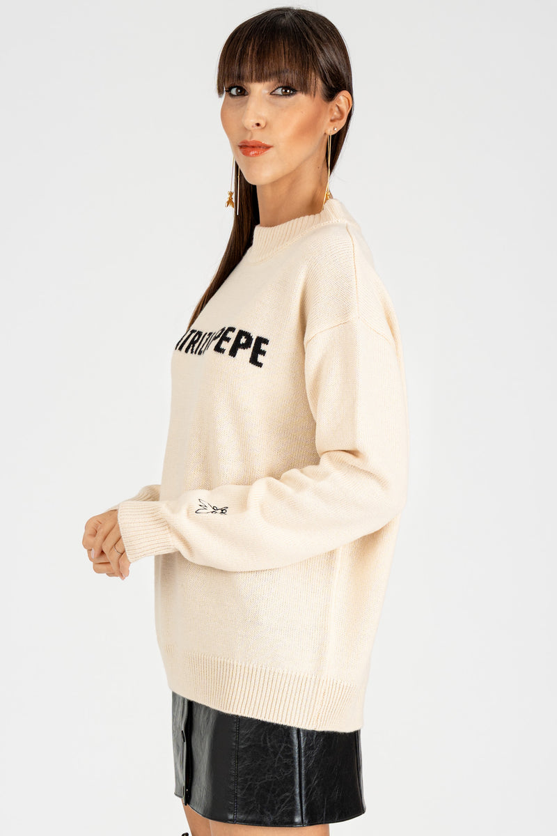 Maglia Logo Jacquard Digital Natural Dust