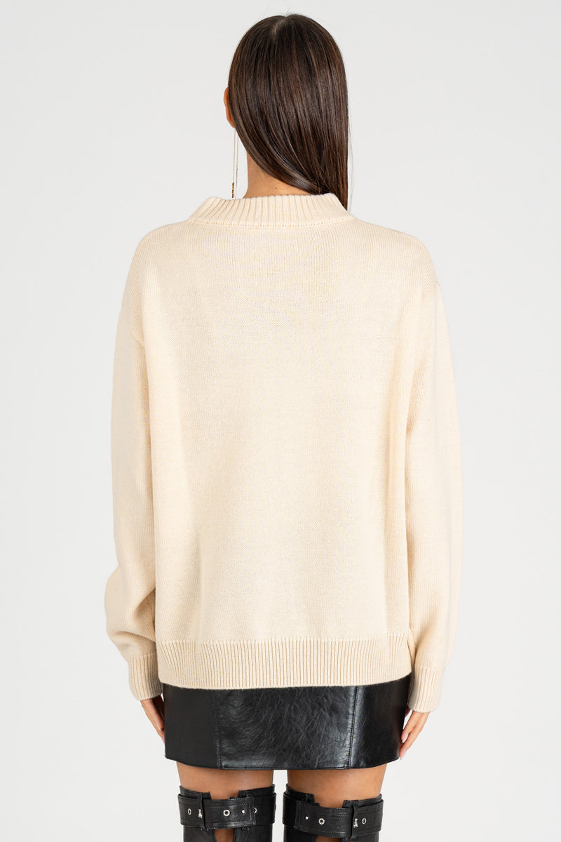 Maglia Logo Jacquard Digital Natural Dust