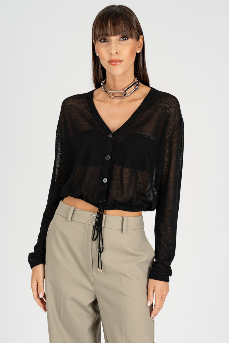 Cardigan con Coulisse Nero