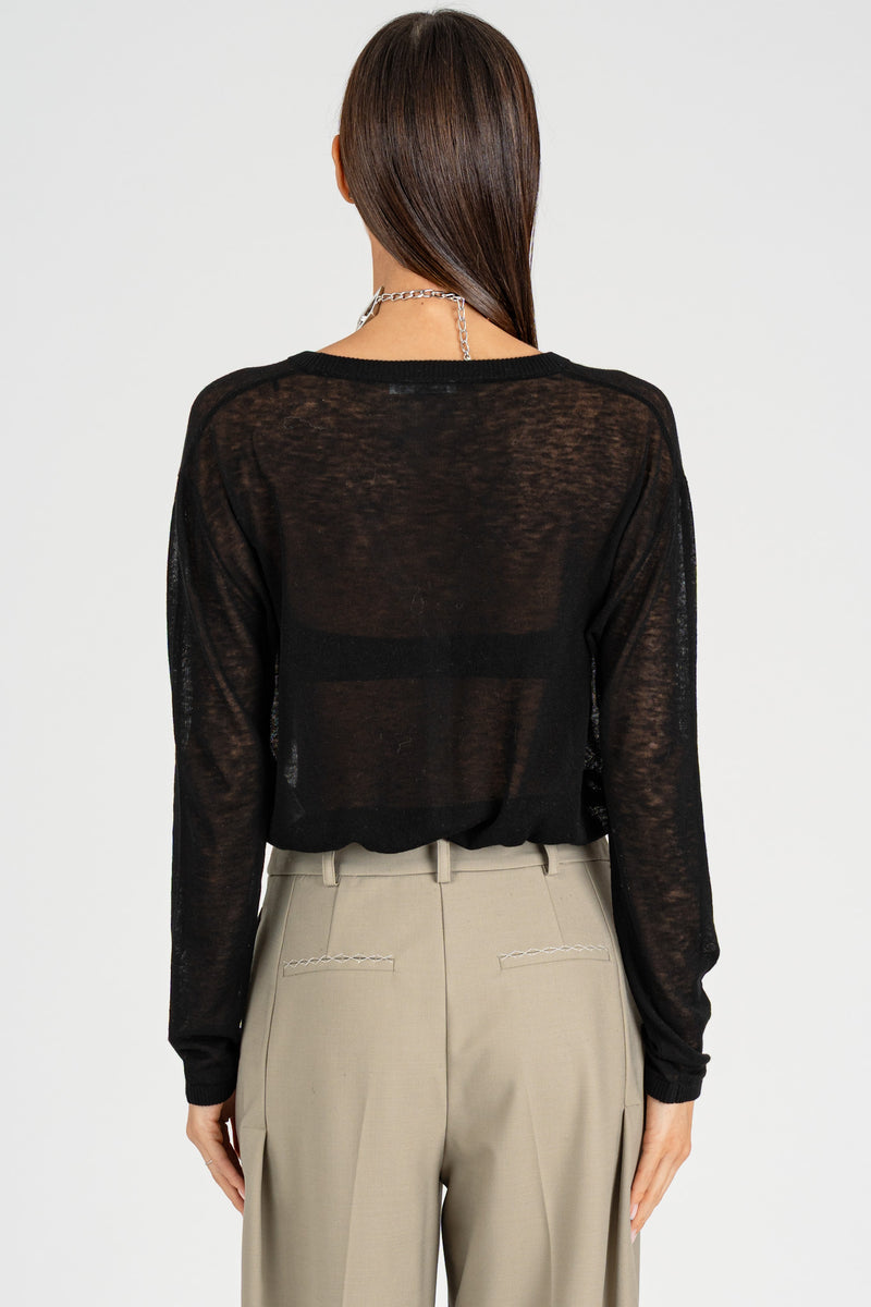 Cardigan con Coulisse Nero
