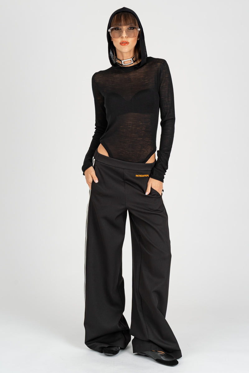 Body in Maglia con Cappuccio Nero