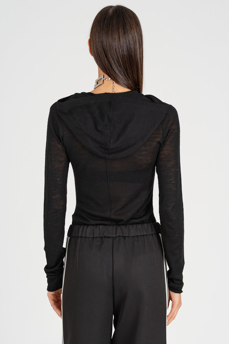 Body in Maglia con Cappuccio Nero